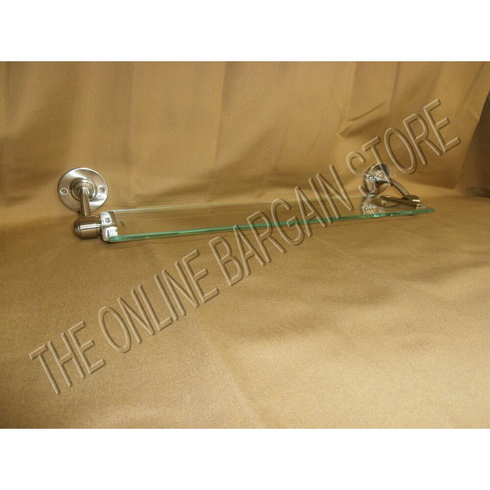 Pottery Barn Harrison Bath Shelf Shower Glass Bathroom Organize Satin Nickel 24"